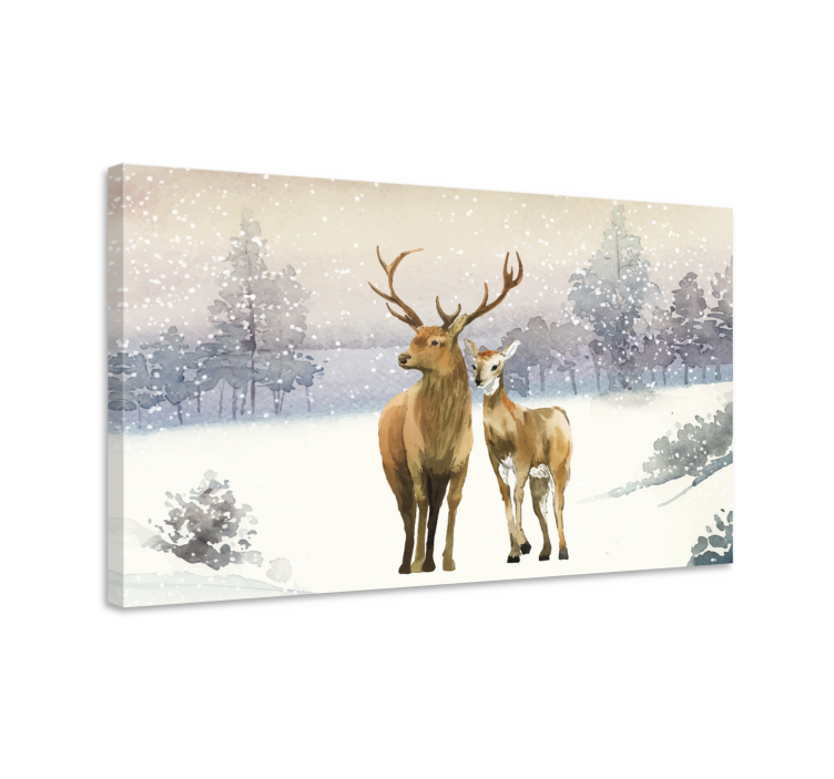 Family deer Stag canvas art - TenStickers