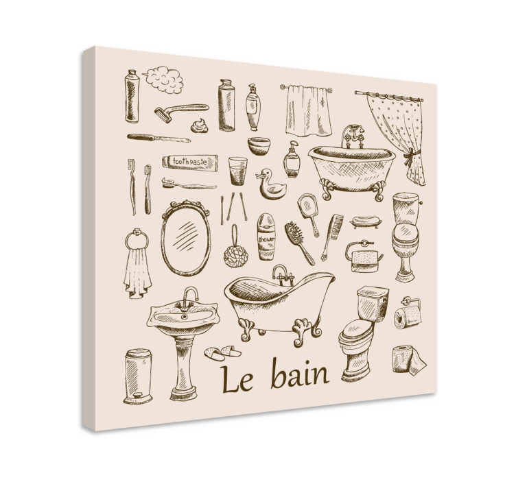 Vintage bathroom retro canvas art - TenStickers