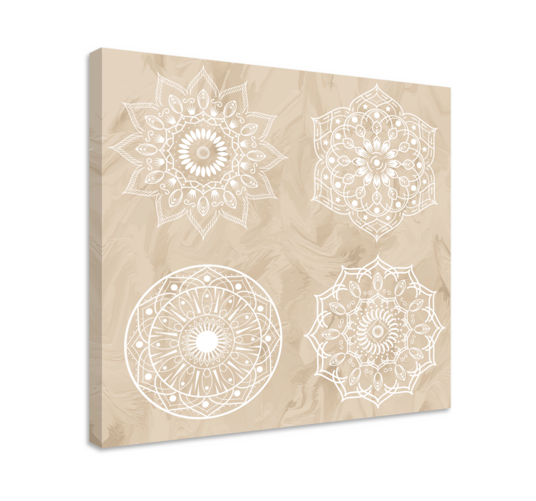 four beige mandalas canvas wall art - TenStickers