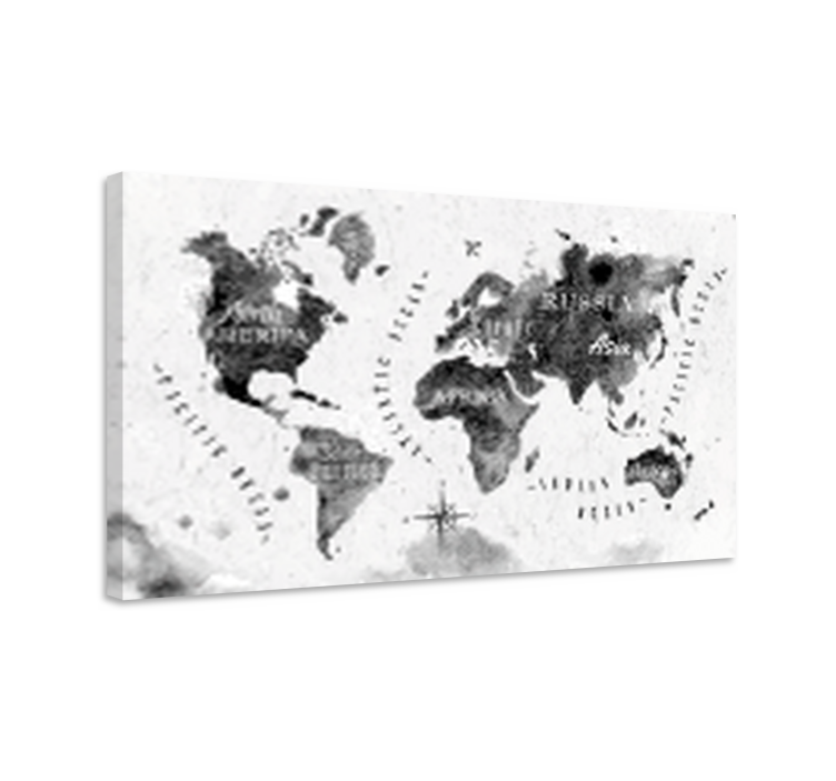 World map wall art monochrome world map - TenStickers