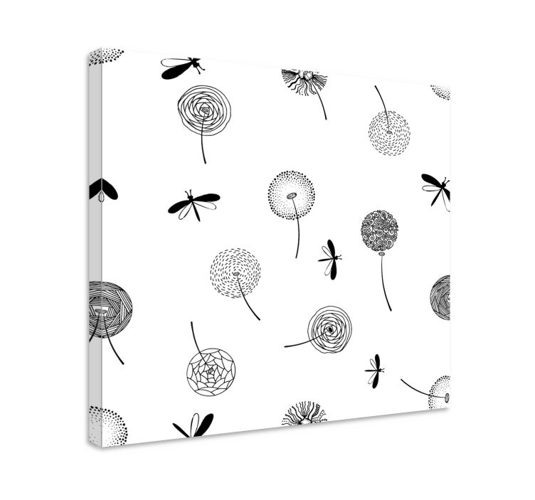Dragonflies and Floral Elements Flowers  canvas - TenStickers