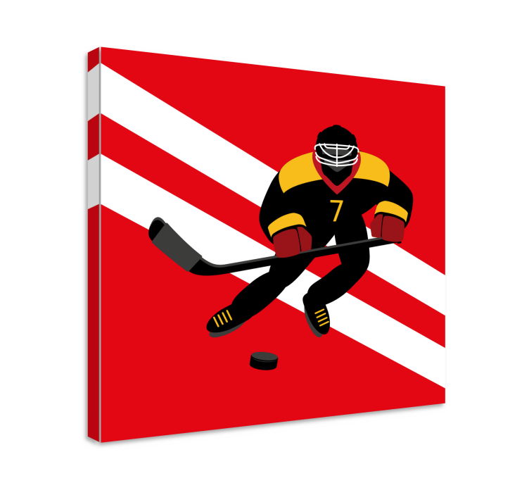 Red and yellow Ice Hockey people canvas print - TenStickers