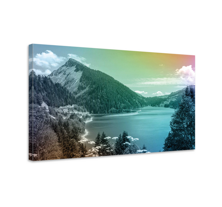 Landscape canvas mountainous lake scene - TenStickers