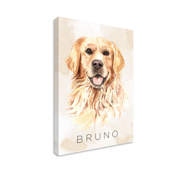 Golden dog  with name'canvas prints - TenStickers