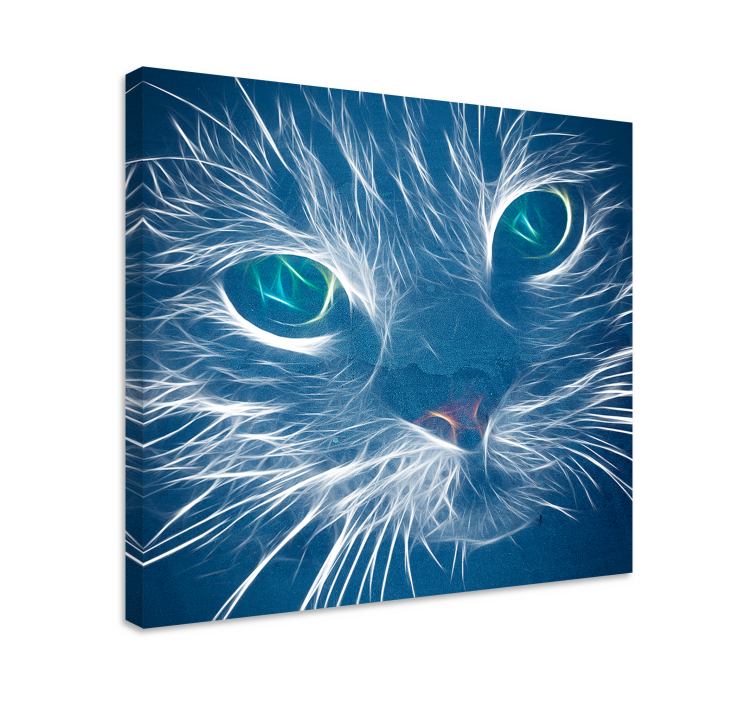 Blue abstract cat cat canvas print - TenStickers