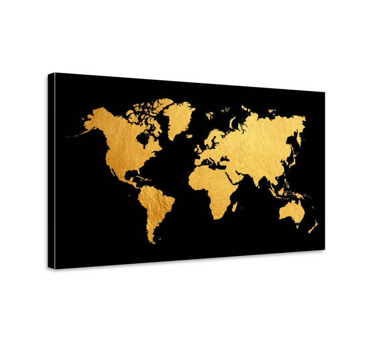 Black and Gold  world map canvas - TenStickers