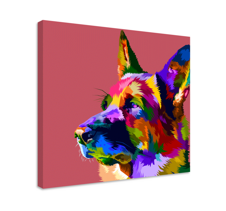 Rainbow German Shepard dog canvas prints - TenStickers