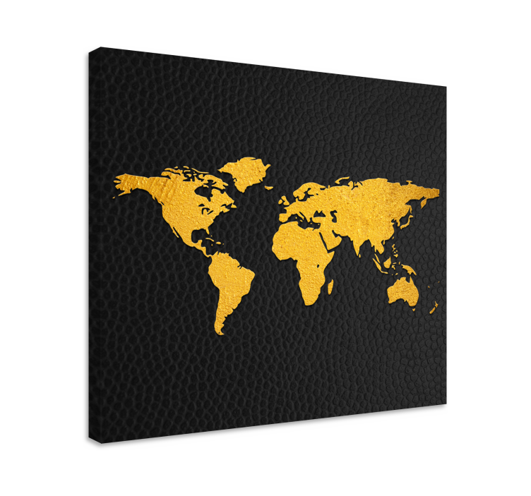Black and golden effect world map wall art - TenStickers