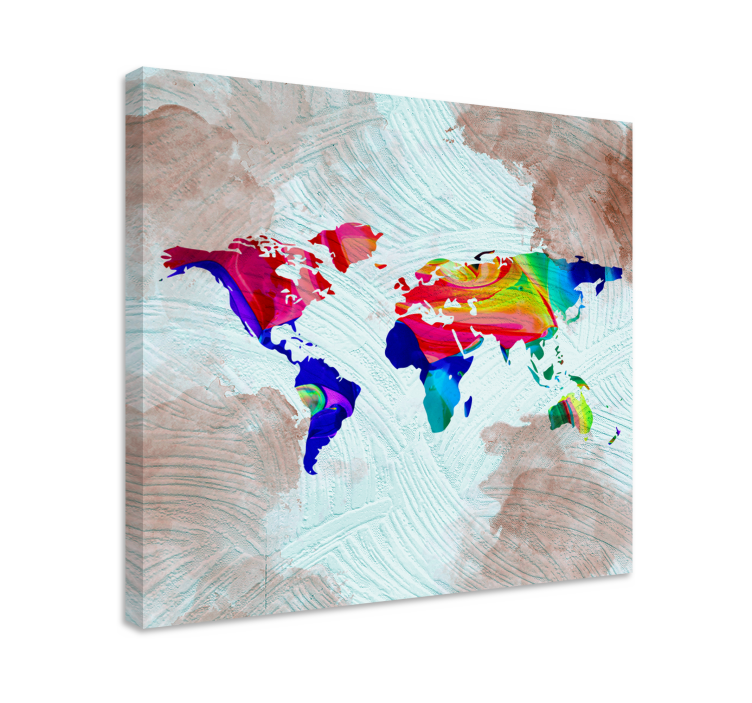 Multicolor artistic world map canvas - TenStickers