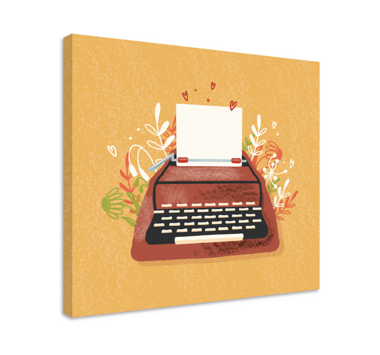 Music canvas art typewriter with flowers - TenStickers