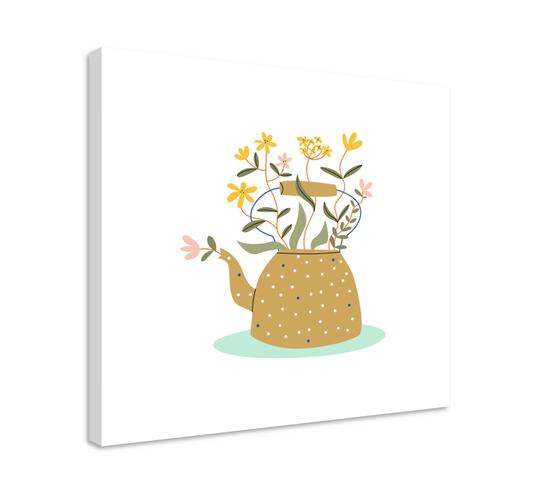 Flowers canvas teapot with blossoms - TenStickers