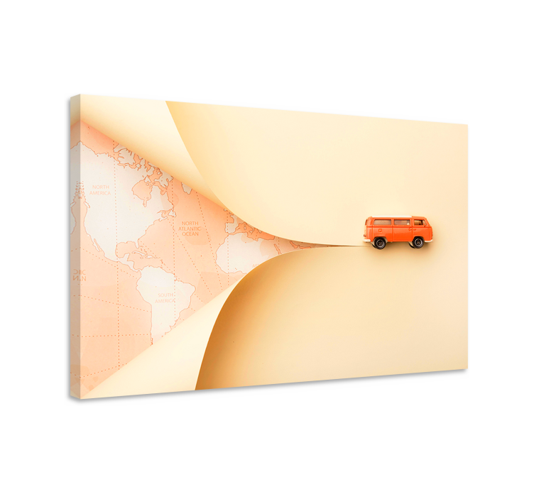Cityscape wall art traveling orange van - TenStickers