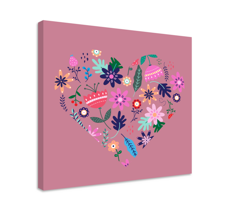Flowers canvas heart flower design - TenStickers