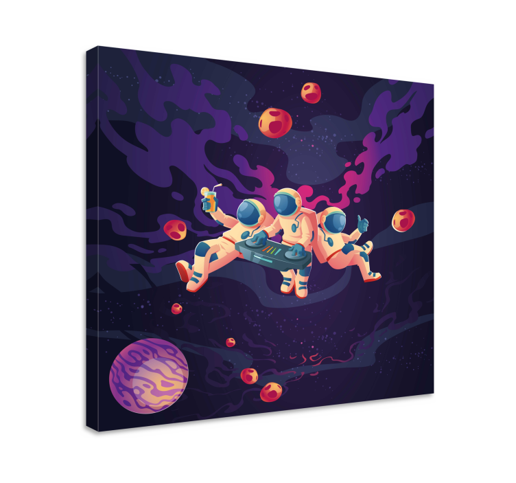 Framed gaming wall art astronauts enjoying together - TenStickers