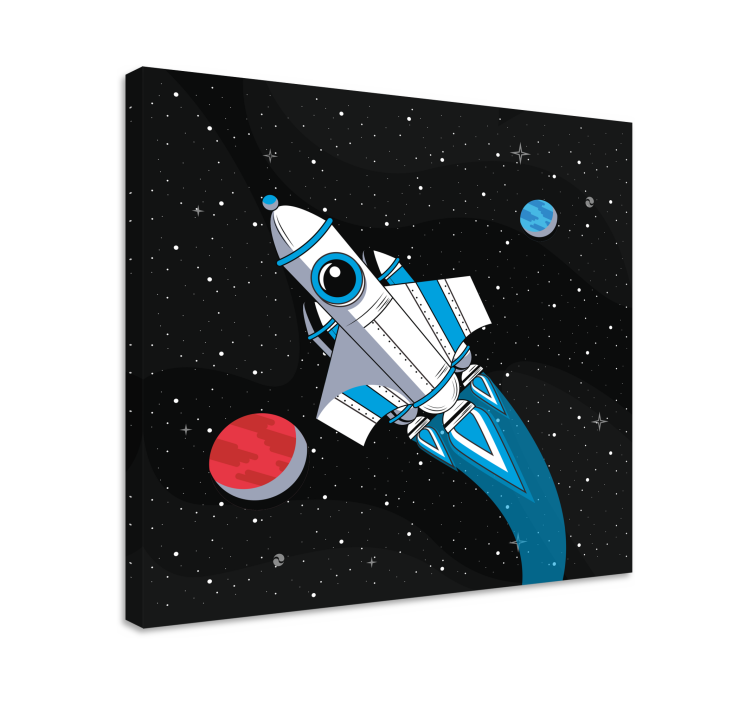Framed gaming wall art rocket in space - TenStickers