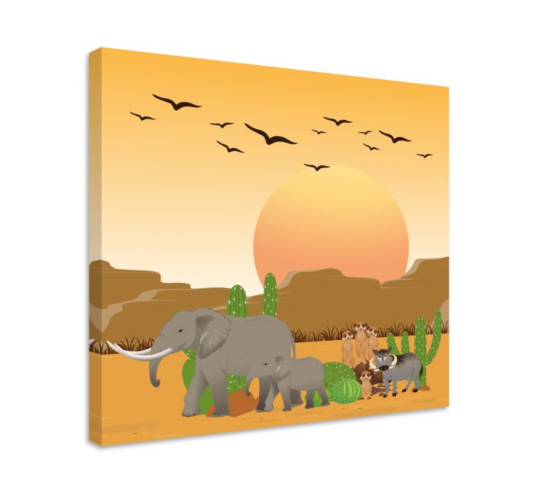 Elephant wallart desert safari scene - TenStickers
