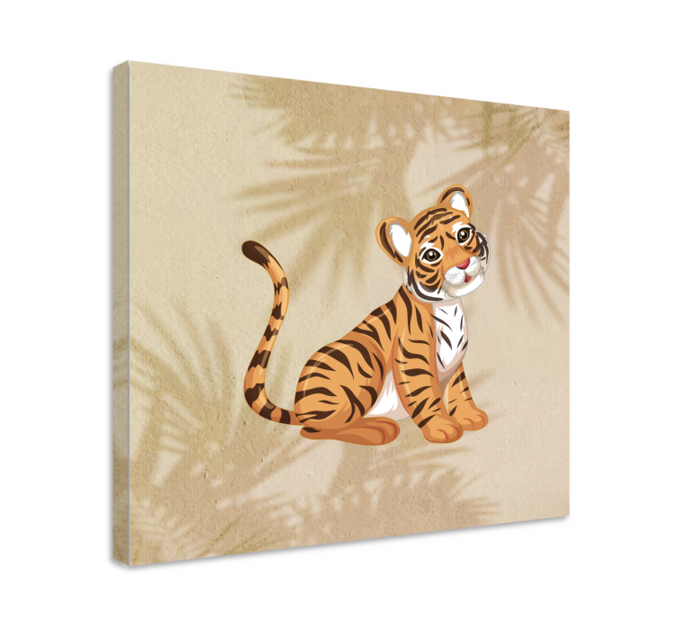 Animal canvas wall art cute tiger illustration - TenStickers