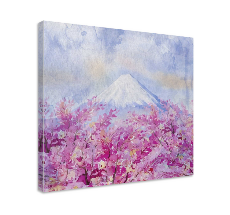 Flowers canvas cherry blossom mountain art print - TenStickers