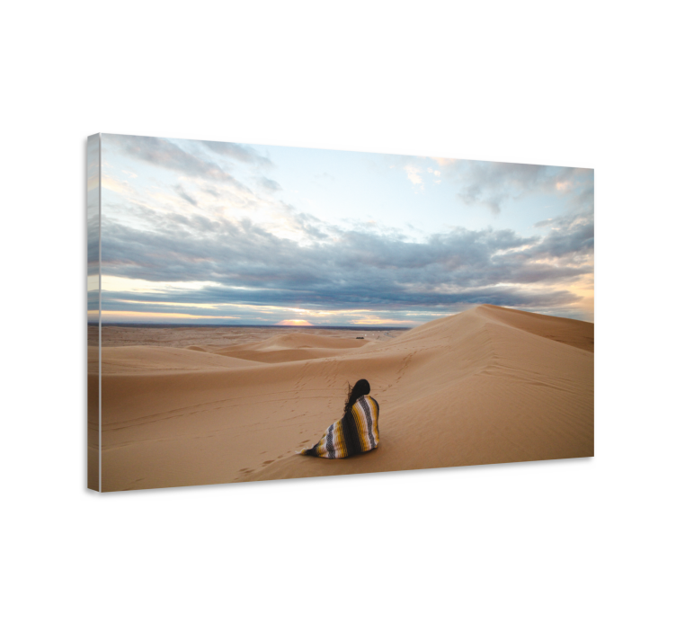 Lonely girl in the desert  landscape canvas - TenStickers