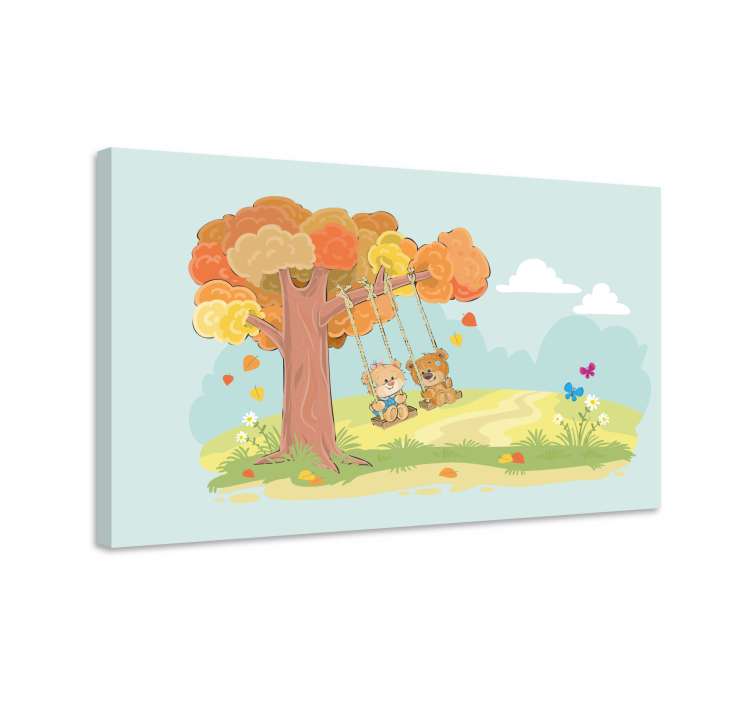 Teddy bears in woodland  nursery canvas - TenStickers