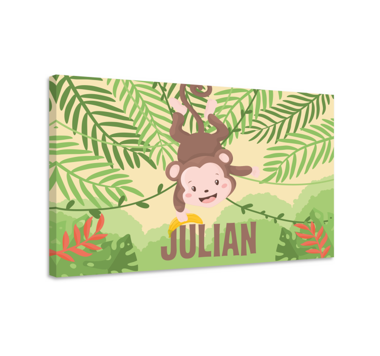 Dinosaur canvas wall art monkey hanging adventure - TenStickers