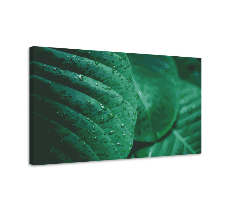 Flowers canvas with lush green leaves - TenStickers