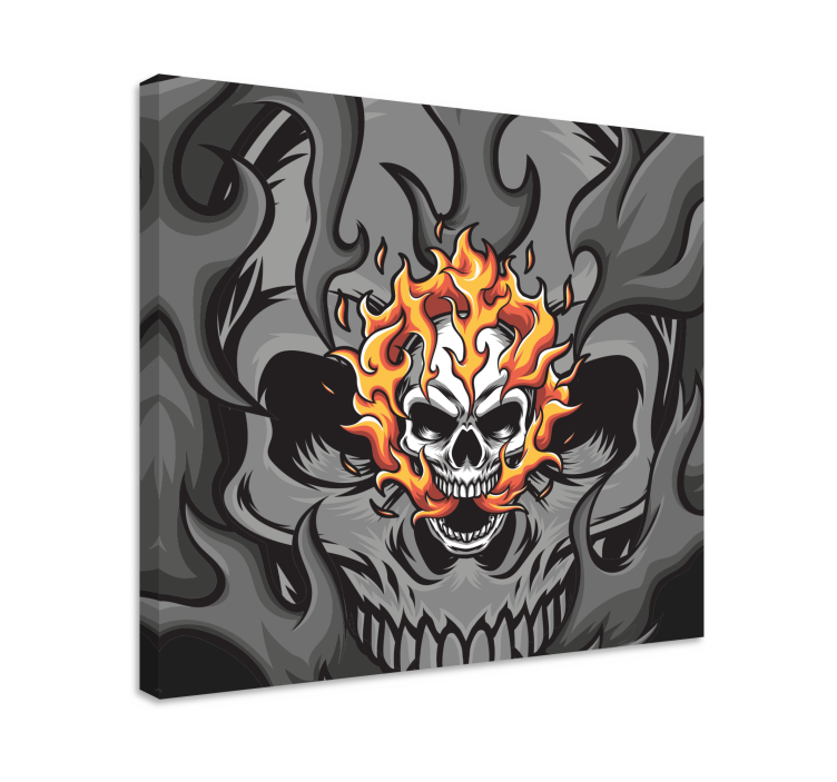 Quote canvas skull in flames - TenStickers