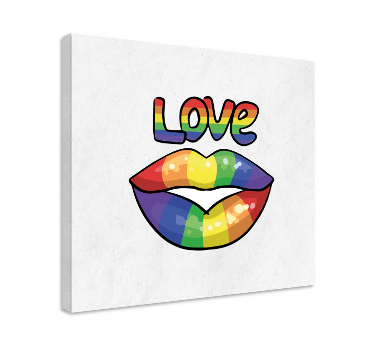 Quote canvas colorful love lips - TenStickers