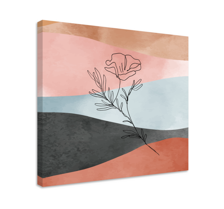 Flowers canvas abstract floral drawing - TenStickers