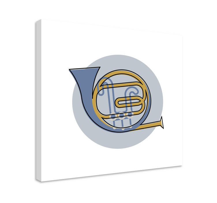 Music canvas art french horn outline - TenStickers