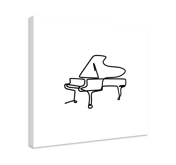 Piano line art cute design Music canvas - TenStickers