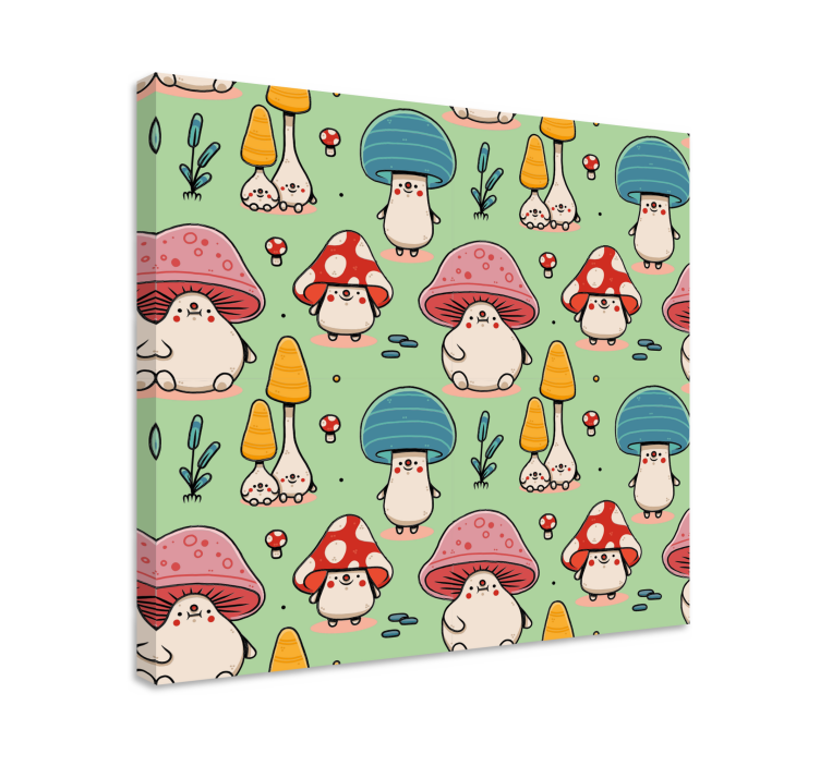 Animal canvas wall art cute mushroom creatures - TenStickers
