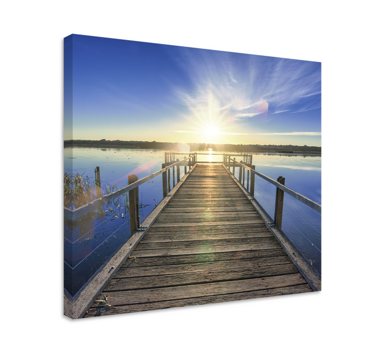 Landscape canvas sunlit lake pier - TenStickers