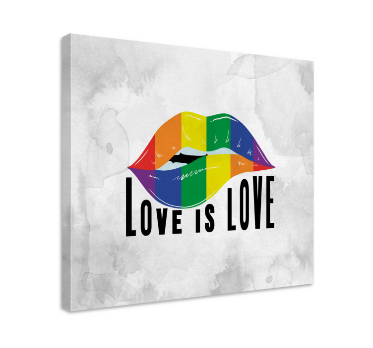 Retro canvas rainbow lip embrace - TenStickers
