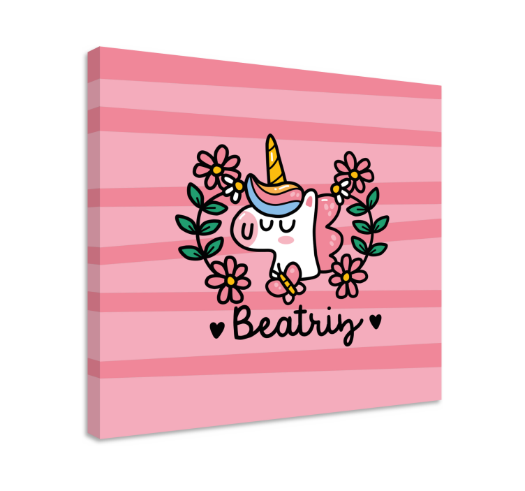 Cute flower unicorn  personalised canvas - TenStickers