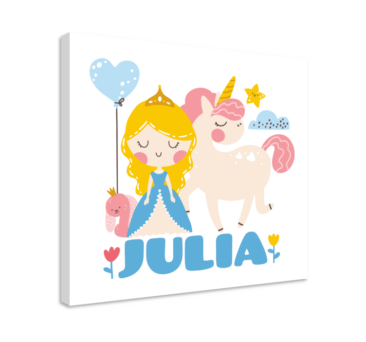 Nursery canvas princess with unicorn - TenStickers