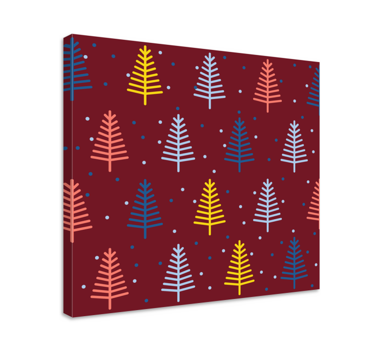 Colorful pine sprigs tree canvas wall art - TenStickers