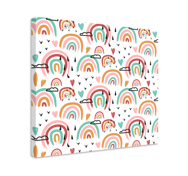 Doodle hand drawn rainbow nursery canvas - TenStickers