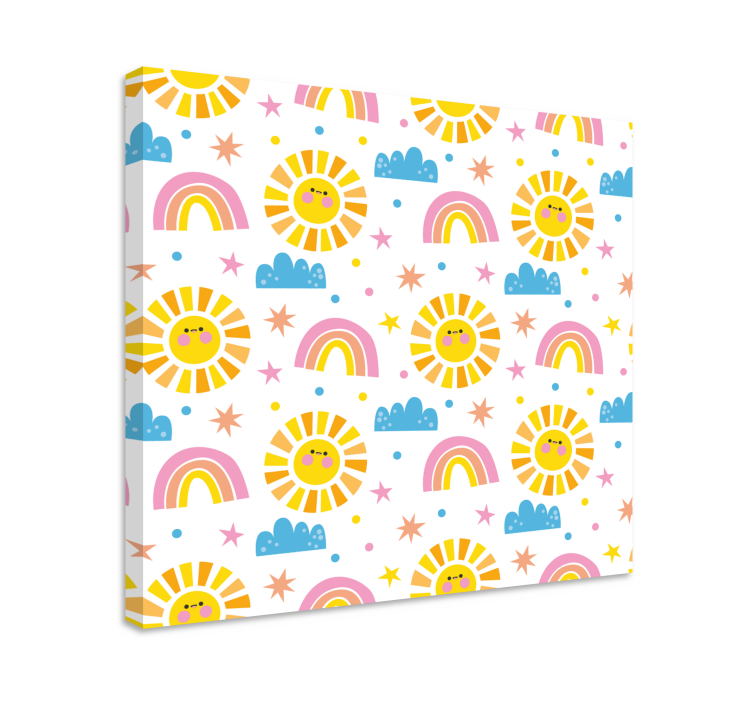 Cheerful Sun Rainbows people canvas - TenStickers