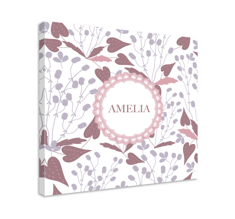 Flowers canvas with floral name art - TenStickers
