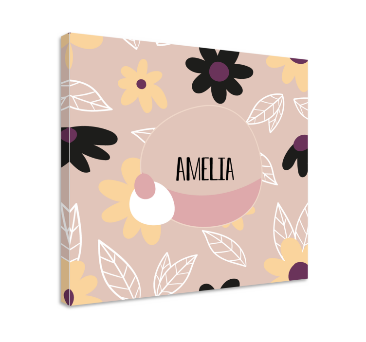 Flowers canvas floral name design - TenStickers