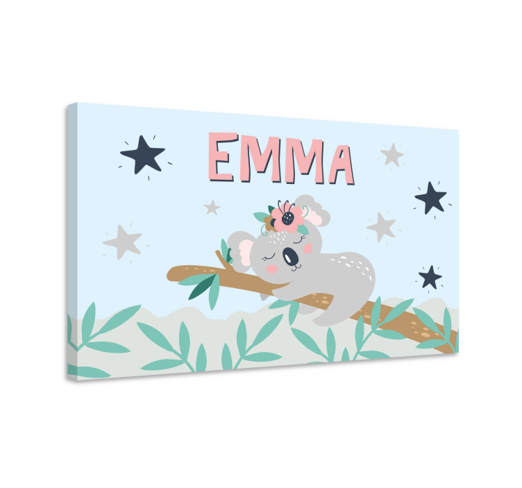 Cute koala for girl personalised canvas - TenStickers