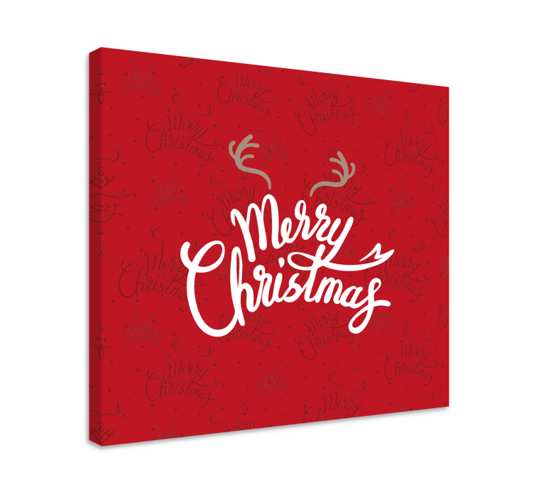 Red design with reindeer antlers christmas canvas art - TenStickers