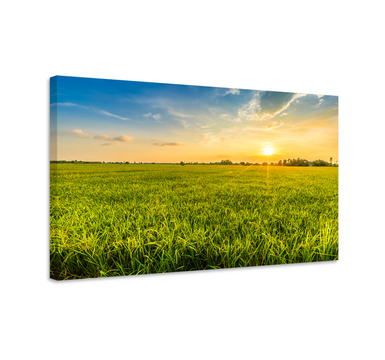 Sunset Over Fields landscape canvas - TenStickers