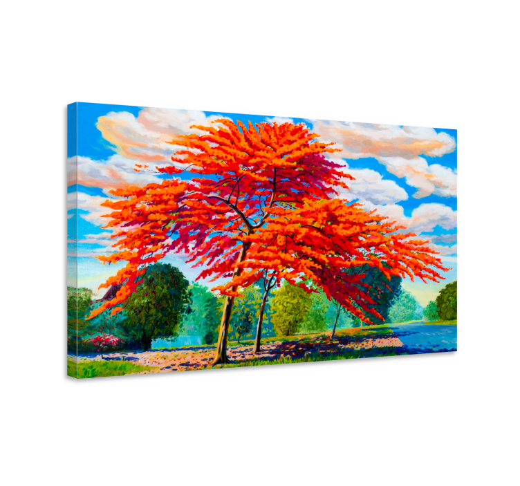 Flowers canvas fiery autumn foliage art print - TenStickers