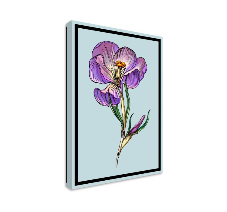 Sweet drawing blue crocus flower canvas - TenStickers