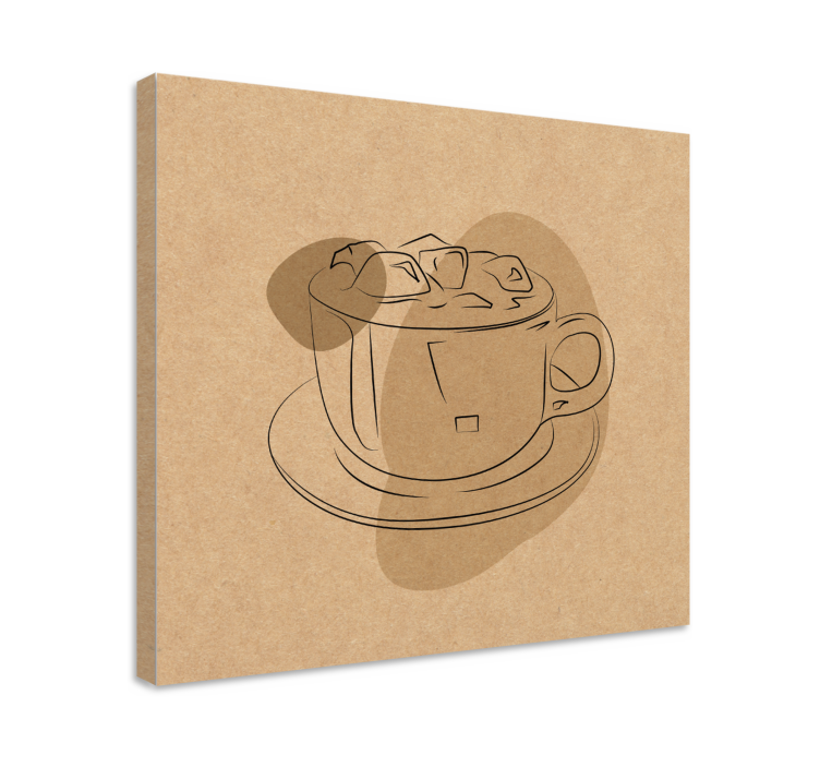 Floral canvas wall art coffee cup design - TenStickers