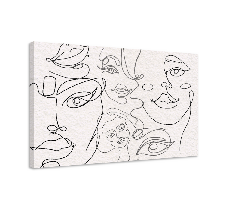 People canvas continuous line faces art - TenStickers
