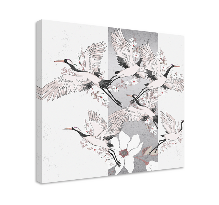 Landscape canvas graceful cranes soaring - TenStickers