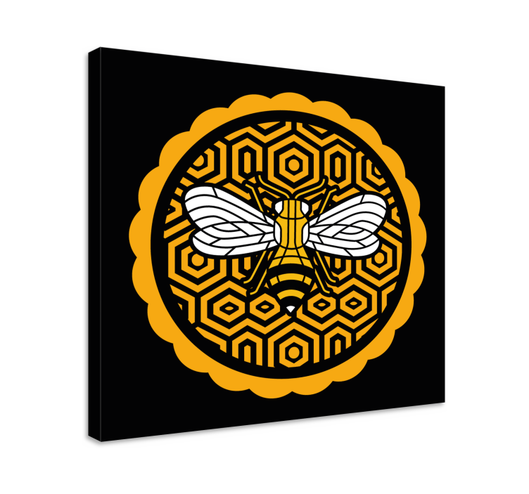 Animal canvas wall art bee with hexagons - TenStickers